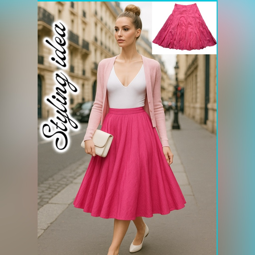 New with tags Maeve by Anthropologie Bubblegum Pink Flounce Midi Skirt Womens 8
